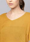 V Neck Top With Lace Insert At The Sleeves