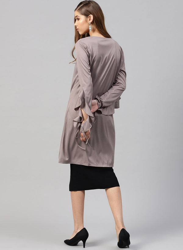 Cape With Ruffle Detailed Sleeve