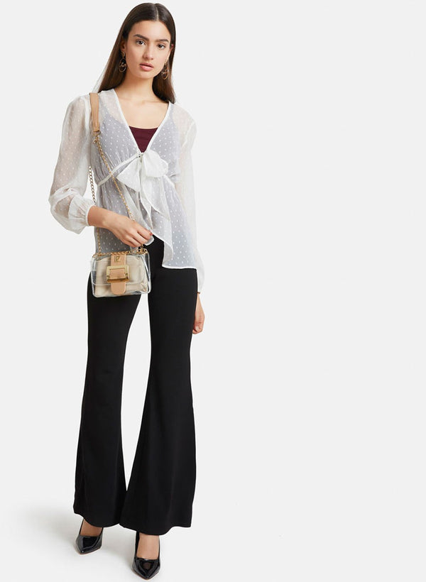 Front Knot Tie-Up Detail Gathered Top