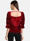 Velvet Ruched Sleeve Top