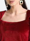 Velvet Ruched Sleeve Top