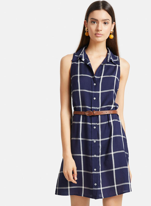 Printed Dress With Waist Tie-Up