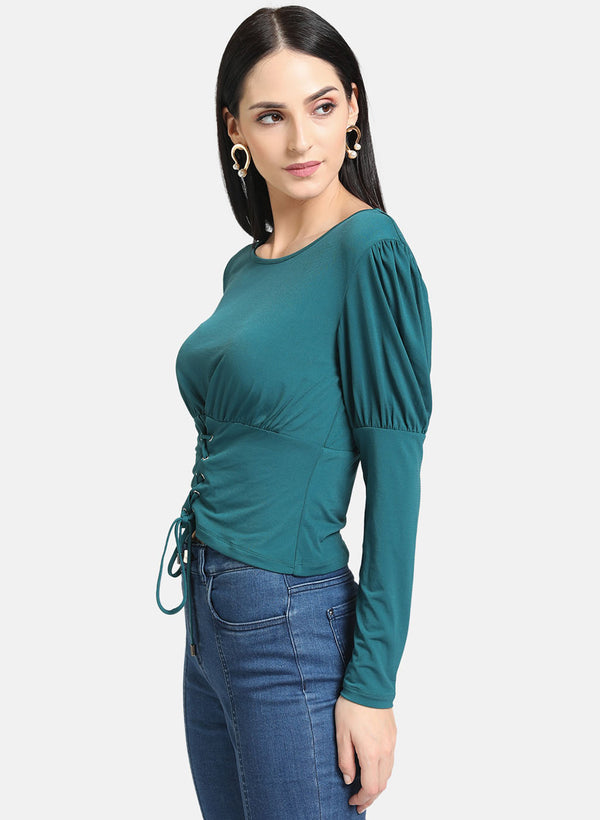 Evergreen Eyelet Top