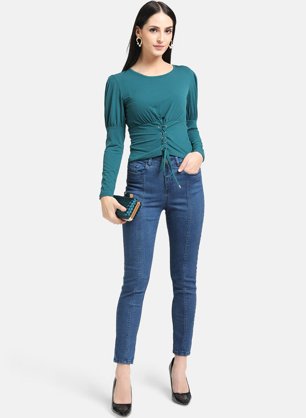 Evergreen Eyelet Top