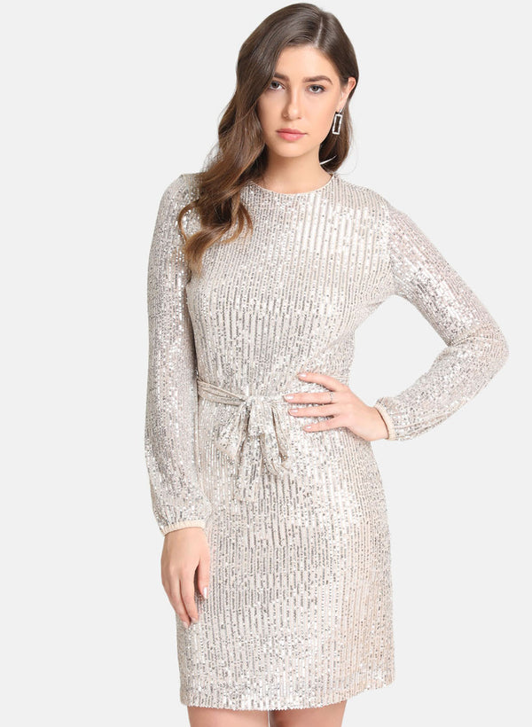 Shimmer Belted Mini Dress