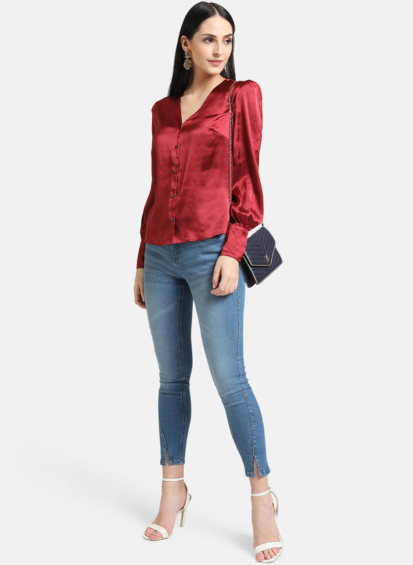 Satin Button Down Shirt