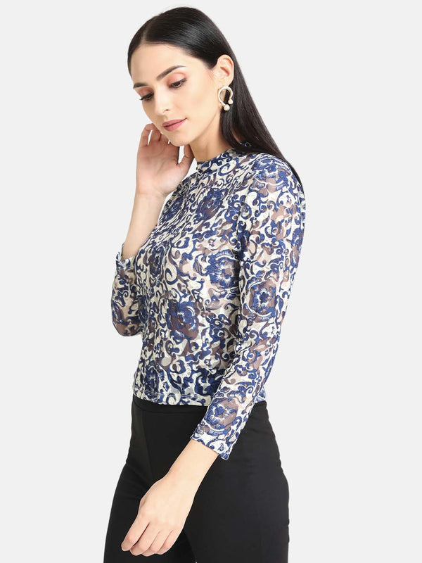 Printed Lace Top
