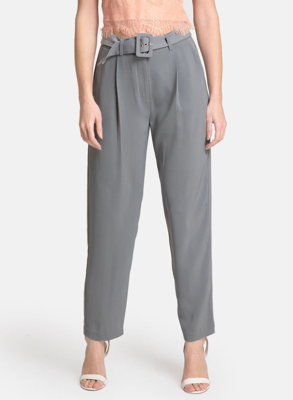 Trousers With A Self Belt And Buckle