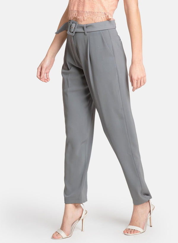 Trousers With A Self Belt And Buckle
