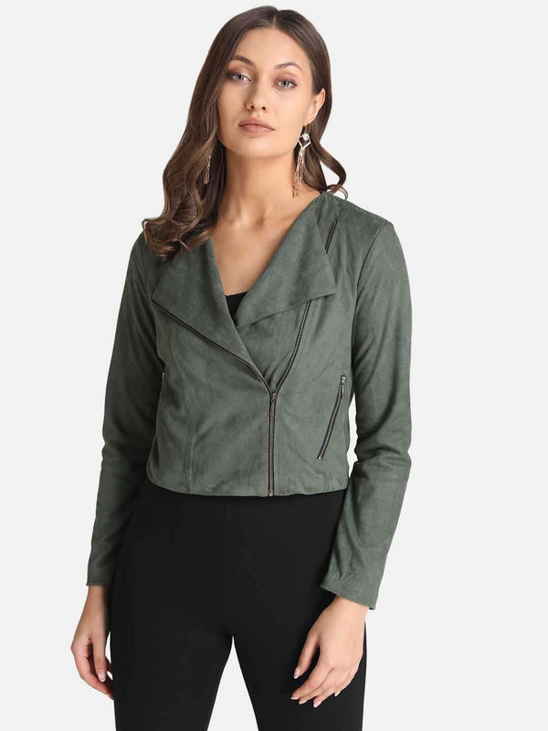 Double Breasted Suede Jacket With Broad Shawl Collar