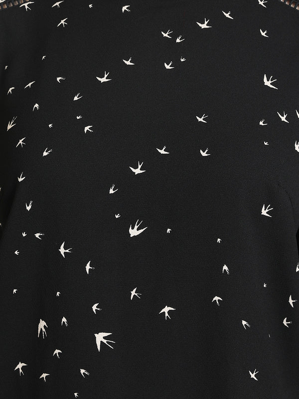 Puffed Sleeve Ladder Lace Top