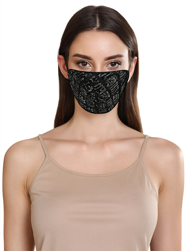 Black Sequin Face Mask