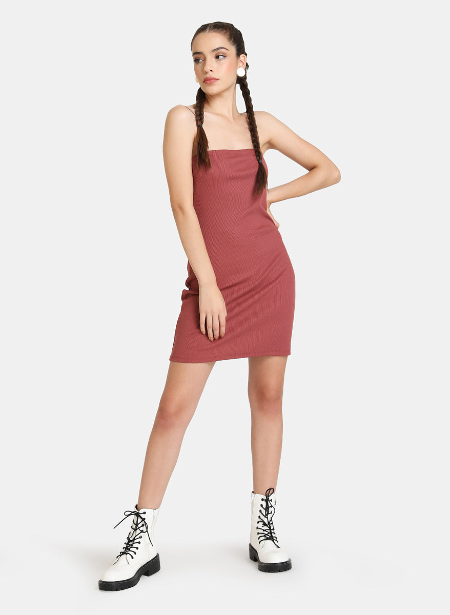 Knit Mini Dress Short Ribbed Dress KAZO