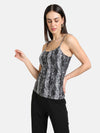 Printed Stretch Lace Spaghetti Top