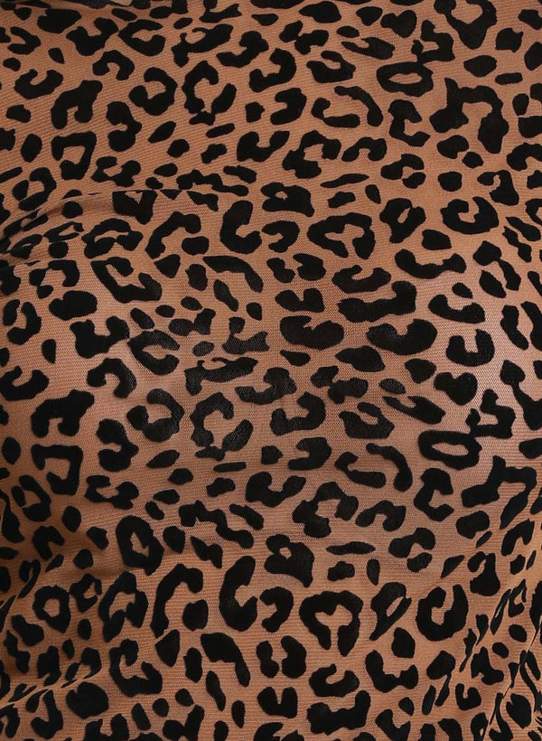 Animal Print Top With Ruched Sleeves