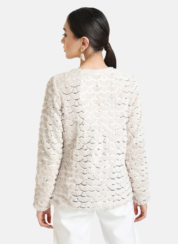 Sequin Detailed Fur Jacket