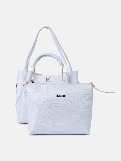 Textured Tote With Pouch Bag Inside