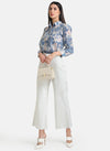 Printed & Embroidered Shirt With Scallop Lace Detail
