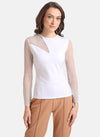 Kazo White Pearl Embellished Full Sleeves Top