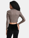 Printed Lurex Cropped Shirt With Ruching