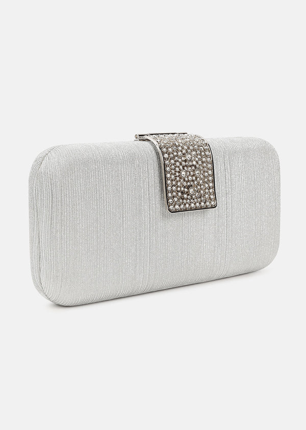 Twinkle Fabric Clutch With Studded A Metal Lock