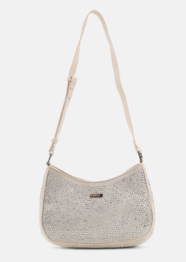 Crossbody Bag With Sparkle Of Metal Beads Exterior