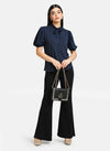 Puff Sleeves Top With Tie Knot Detail