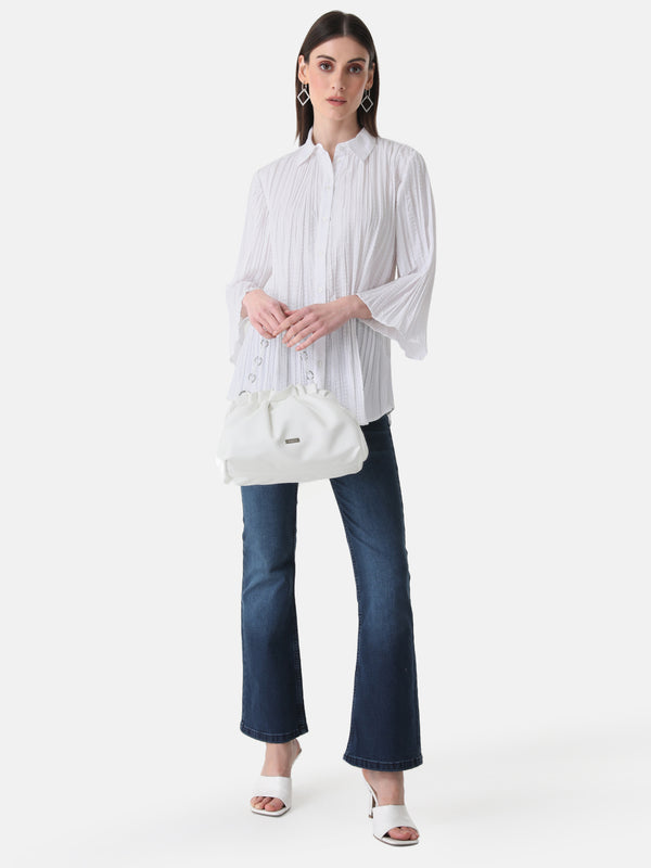 Pleated Shirt With Flared Sleeves