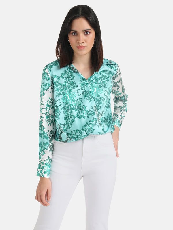 Printed Wrap Top