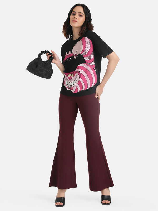 Cheshire CatDisney Printed T-Shirt With Sequin Work