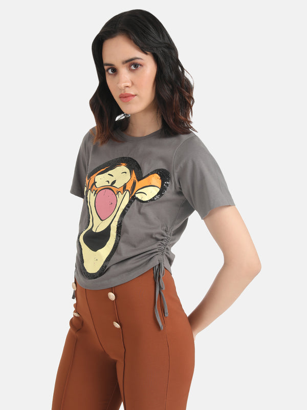 TiggerDisney Printed Crop T-Shirt With Sequin Work