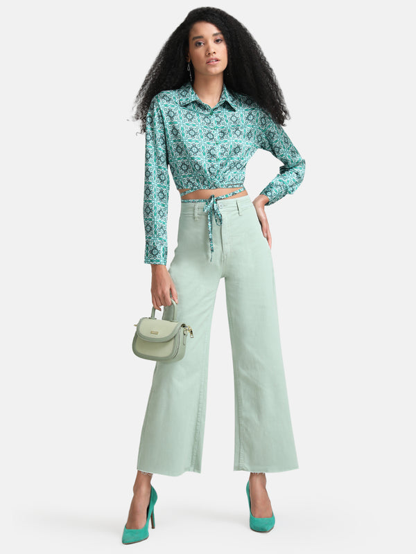 Printed Shirt With Tie Knot Detail