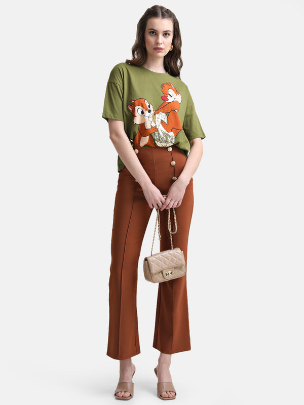 Chip And Dale Printed Graphic T-Shirt With Sequin