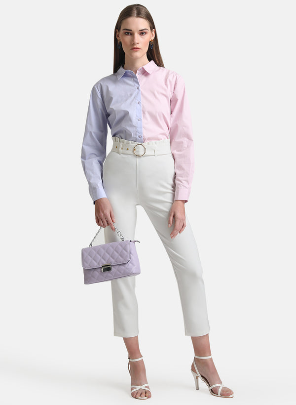 Paper Bag Trouser With Metal Chain Detail.