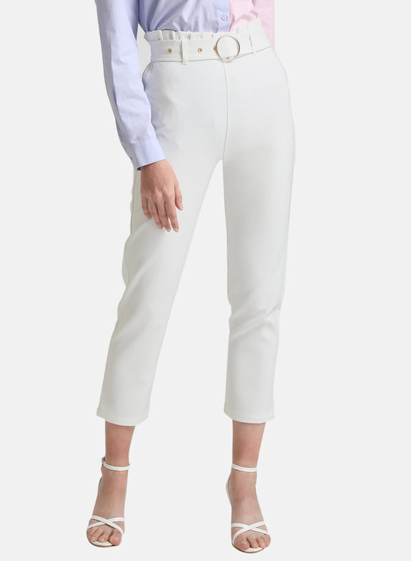 Paper Bag Trouser With Metal Chain Detail.