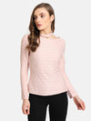 Striped Lurex Band Neck Top