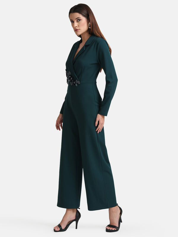 Lapel Collar Embellished Jumpsuit