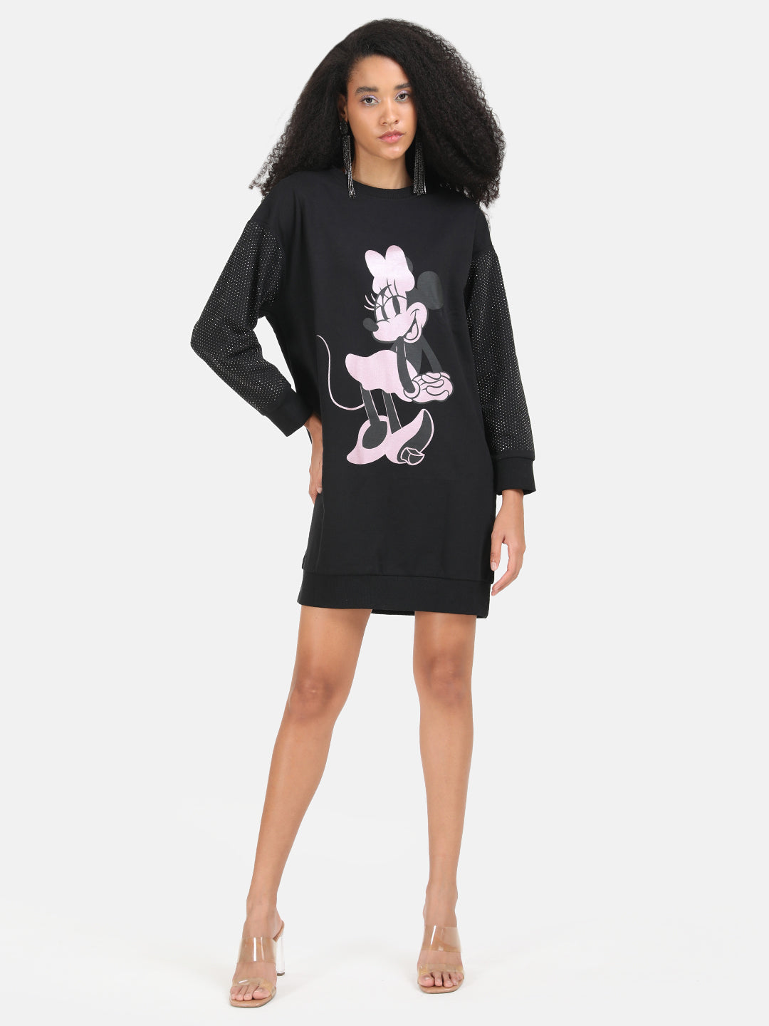 Minnie Mouse Disney Printed Sweat Dress With Stick-Ons – KAZO