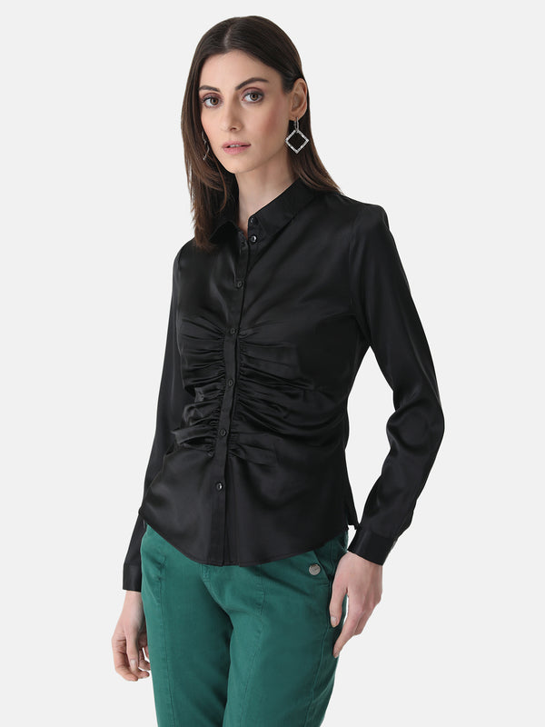Ruched Satin Shirt
