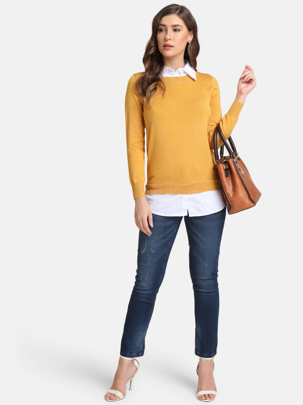 Shirt Style Cable Knit Pullover