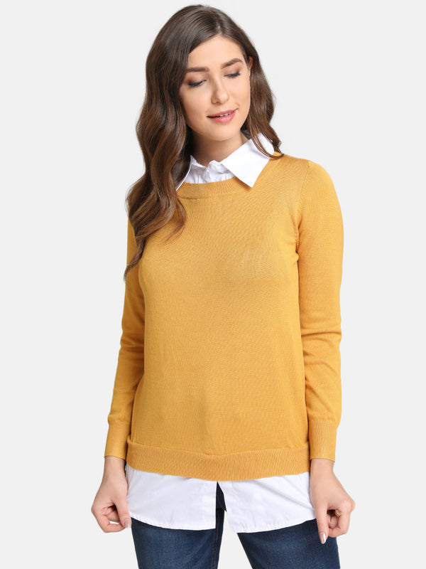 Shirt Style Cable Knit Pullover