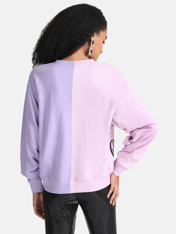 Mickey And Minnie Mouse Disney Printed Color Block Sweat