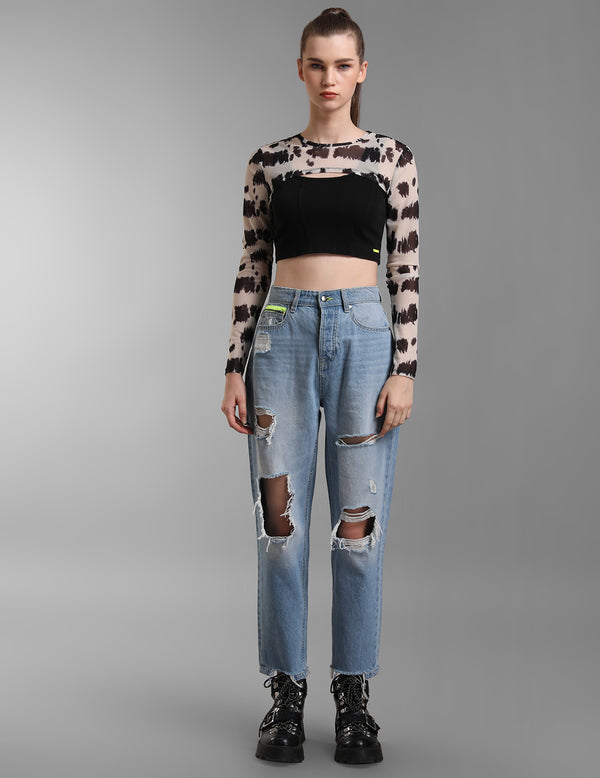 Cow Print Mesh Arm Warmer