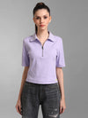 Polo Neck Rib T-Shirt