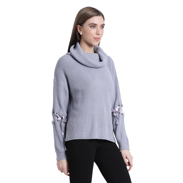 Blanc Pale Foldover Neck Sweater