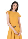 Solid Top With Frill Sleeves