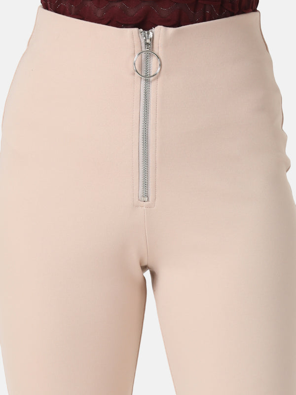 Metal Zipper Flared Jegging