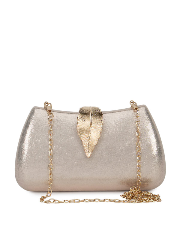 Metallic Leaf Buckle Clutch