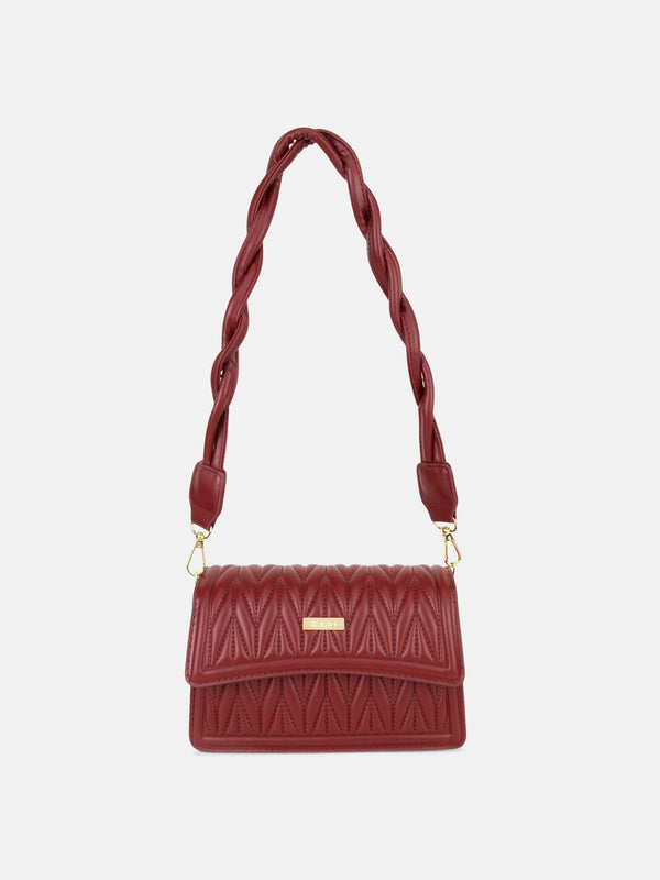 Unique Quilting With Twisted Handle Handbag