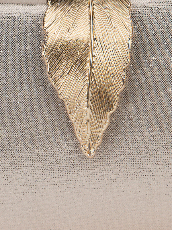 Metallic Leaf Buckle Clutch